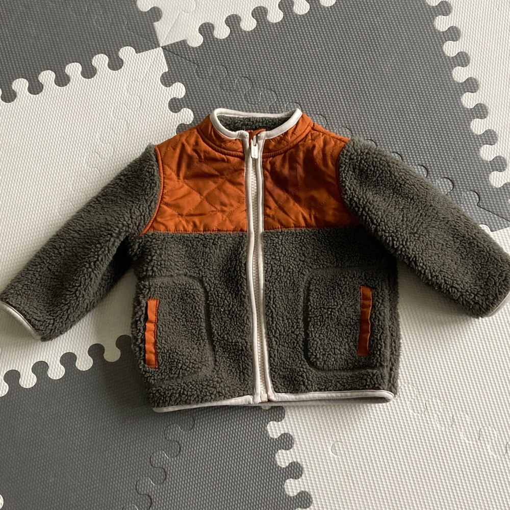 Old Navy Cozy Sherpa Jacket with Orange Accents